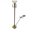 Image 1 : Vintage Stiffel Style Floor Lamp with Candelara Sockets and Milk Glass Shade 63" Tall