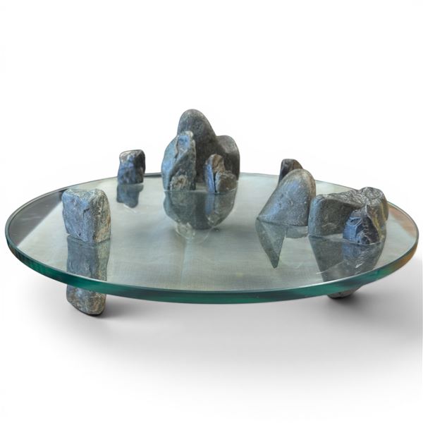 Stone & Glass Centerpiece 18" Across Similar to the Designs of Korean Artist Lee Sisan