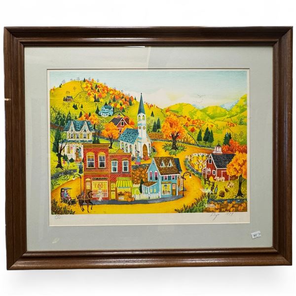Robert Lo Grippo Print Lithograph "Harvest Holiday" Signed 197 25.5x21.5"