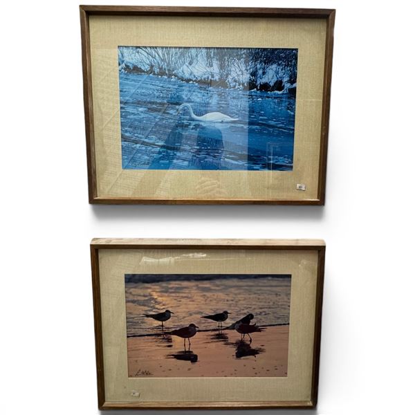 2 Framed Prints Guy Gillette "Solitude" and Lynn Stone "Twilight on the Beach" 22x17"