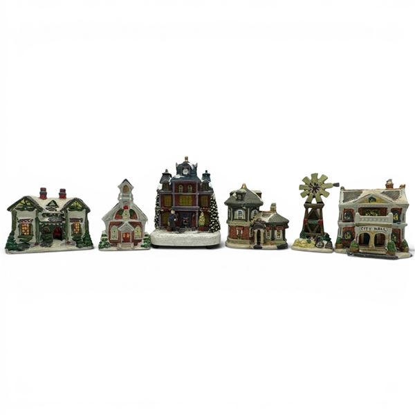 Collection of 6 Christmas Village Buildings 4-6" in Height