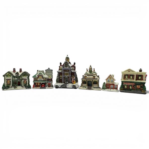 Collection of 6 Christmas Village Buildings 4-6" in Height