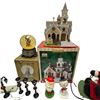 Image 3 : Collection of 8 Christmas Village Buildings, Snow Globe and Decorations: Lemax Church is 8.5" Tall