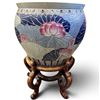 Image 1 : Vintage Qing Dynasty Style Porcelain Fishbowl Planter Diameter 15" & 20" Tall with Stand