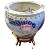 Image 2 : Vintage Qing Dynasty Style Porcelain Fishbowl Planter Diameter 15" & 20" Tall with Stand