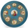 Image 1 : Vintage French Sèvres Porcelain Bleu Céleste Charger Featuring Lois XVI & His Court Ladies 19" Dia