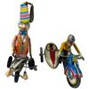 Image 1 : 2 Vintage Wind-Up Tin Litho Toys "Duck on a Trike" & "Motorcycle with Sidecar"