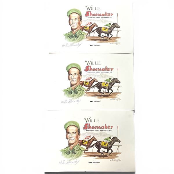 Three 1985 Prints of Willie Shoemaker's Visit to Exhibition Park in Vancouver