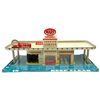 Image 1 : 1950s Marx -Tin Lithographed "Service Center" Gas Station by Louis Marx New York - Missing a few pie