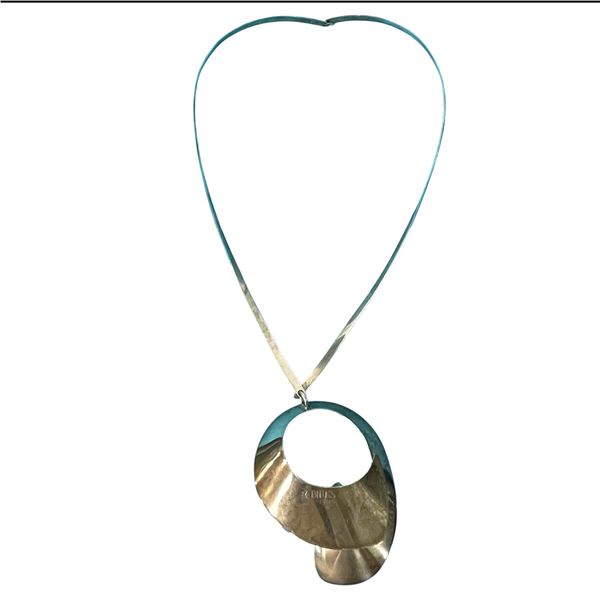 Mid-Century Birks Sterling Modernist Pendant Necklace in Birks Blue Box - Fully Hallmarked (Weight: 