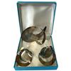Image 1 : Mid-Century Birks Sterling Modernist Brooch & Earrings in Birks Blue Box - Fully Hallmarked - Brooch