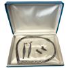 Image 1 : Vintage Sterling Silver Choker Necklace with 2 Pairs of Matching Pierced Earrings in Blue Birks Box 