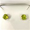 Image 2 : 14KT Yellow Gold Peridot Stud Earrings - 5.4 mm diameter Peridots in 14KT claw settings (Total weigh