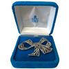 Image 1 : Vintage Sterling Silver Marcasite Bow Brooch in Birks Blue Velvet Case - 52 x 35mm (Weight:11.9 gram
