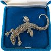Image 2 : Vintage Birks Sterling Silver Marcasite Salamander Brooch in Birks Blue Velvet Case - 30 x 60mm - Ha