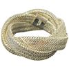 Image 1 : 14KT White Gold Woven Mesh Ring - Size 8 - 10mm wide (Weight: 1.3 grams)