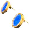 Image 1 : 14KT Gold Lapis Disc Earrings for Pierced Ears - 16.5mm diameter (Total weight with gemstones: 5 gra