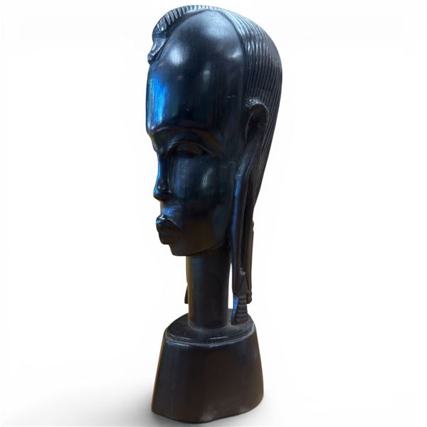 Kenyan Hand Carved African Woman Ebony Wood Sculpture 9" Tall