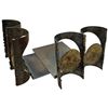 Image 3 : Modern Black Fireplace Set and a Pair of Metal Bookends