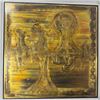 Image 1 : Original Bernhard Rhone Signed 1973 Acid-Ethced Brass Wall Panel 24x24"