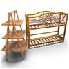 Image 1 : Vintage Rattan 3 Tiered Bookshelf and Bamboo/Rattan Shelving Piece 34x10x27"