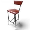 Image 1 : Red Leather and Metal Framed Stool Seat Height is 30"