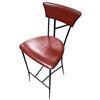 Image 2 : Red Leather and Metal Framed Stool Seat Height is 30"
