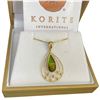 Image 2 : 14KT Gold Ammolite Pendant Necklace by Korite - (17 x 26 mm pendant on a fine 18" box link chain) -