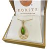 Image 3 : 14KT Gold Ammolite Pendant Necklace by Korite - (17 x 26 mm pendant on a fine 18" box link chain) -