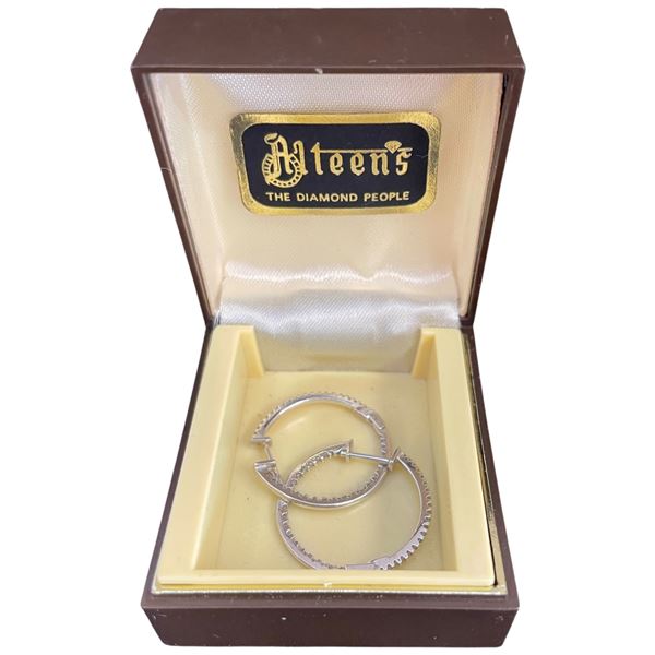 14KT White Gold Hoop Earrings (23 mm diameter) - Total weight: 3.5 grams