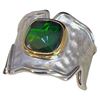 Image 3 : Korite Sterling Silver Ammolite Ring with Gold Gilded Bezel - Size 8 (Widest part of the band is 17m