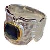 Image 4 : Korite Sterling Silver Ammolite Ring with Gold Gilded Bezel - Size 8 (Widest part of the band is 17m