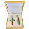 Image 1 : Two .925 Silver and  Ammolite Pendants - The cross is 28mm long (Total weight of both pendants toget