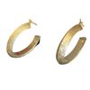 Image 2 : 14KT Gold Oval Hoop Earrings with Diamond Cut Pattern - 18mm" wide x 21mm long x 3.9mm thick (Total 