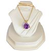 Image 1 : 14KT Gold Amethyst Pendant Necklace - 1.25 Carat Solitaire Amethyst on 18" Chain (Total weight: 2.5 
