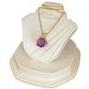 Image 3 : 14KT Gold Amethyst Pendant Necklace - 1.25 Carat Solitaire Amethyst on 18" Chain (Total weight: 2.5 