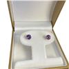 Image 2 : 14KT Gold Amethyst Round Stud Earrings - 1.75 CTW  (Total weight: 0.7 grams)