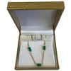 Image 1 : 14KT Gold 18" Chain Necklace with Emerald Bead Stations -  3.8mm beads  (Total weight: 2.9 grams)