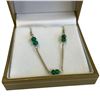 Image 2 : 14KT Gold 18" Chain Necklace with Emerald Bead Stations -  3.8mm beads  (Total weight: 2.9 grams)