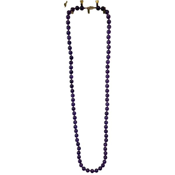 24" Hand Knotted 7mm Amethyst Bead Necklace