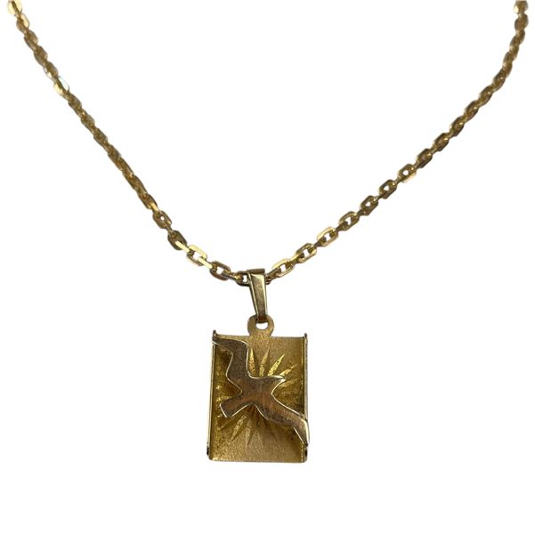 10KT Gold Peace Dove Pendant Necklace -13.5 x 19.5 mm pendant on 20" Chain (Total weight: 10.3 grams