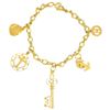 Image 1 : 10KT Gold 7.5" Charm Bracelet with Five 10KT Charms (Total weight: 9.2 grams)