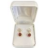Image 1 : 14KT Gold Garnet & White Topaz Earrings - Bezel set .05 Carat Garnets - (Total weight: 1.7 grams)