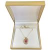Image 1 : 14KT Gold Garnet & Diamond Slide Pendant Necklace - 18" Chain  - 15 x 21mm pendant. Bezel set  1.5 C