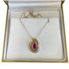 Image 2 : 14KT Gold Garnet & Diamond Slide Pendant Necklace - 18" Chain  - 15 x 21mm pendant. Bezel set  1.5 C