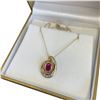 Image 3 : 14KT Gold Garnet & Diamond Slide Pendant Necklace - 18" Chain  - 15 x 21mm pendant. Bezel set  1.5 C