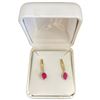 Image 1 : 14KT Gold Ruby Drop Earrings - 4.5 x 5.5mm Rubies - 20mm drop (Total weight: 1 gram)