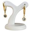 Image 1 : 18KT Gold Aquamarine Lever Back Drop Earrings - 4mm gems - 24mm drop (Total weight: 1.2 grams)