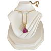 Image 1 : 14KT Gold Trillion Cut Garnet Pendant Necklace - 6mm Garnet on 18" chain (Total weight: 2.1 grams)