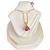 Image 2 : 14KT Gold Trillion Cut Garnet Pendant Necklace - 6mm Garnet on 18" chain (Total weight: 2.1 grams)